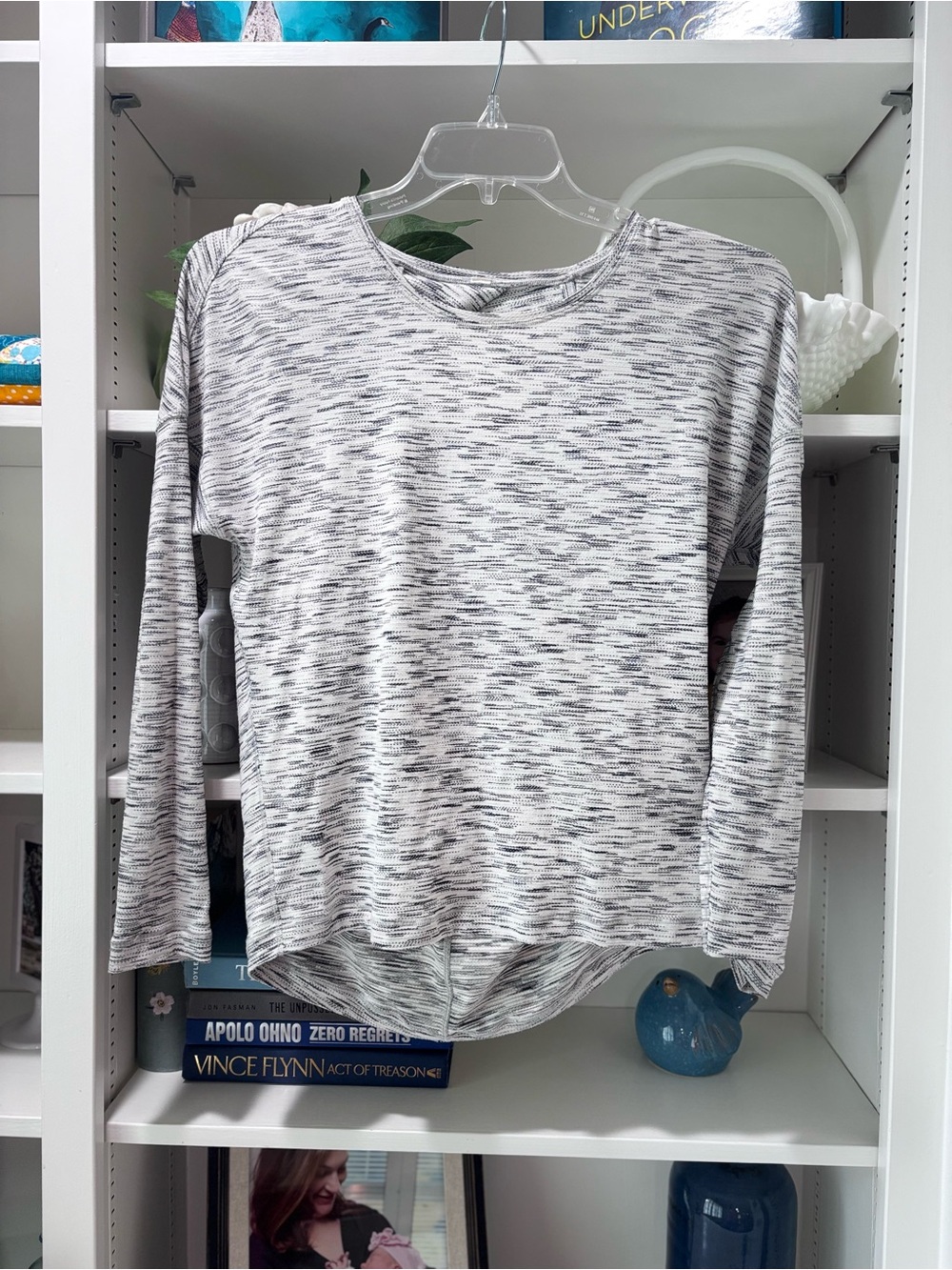 Lululemon Heathered Gray Long Sleeve Open Back Top